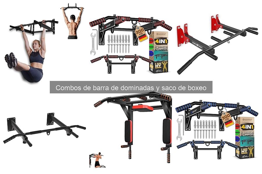 Rutinas de ejercicios con barra de dominadas y saco de boxeo